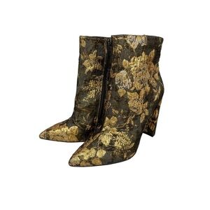 Jessica Simpson Green and Gold Heeled Boots with Floral Pattern